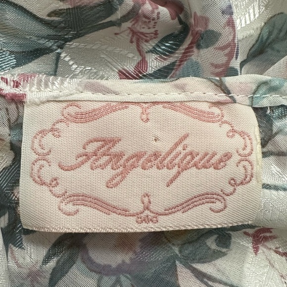 Vintage 80s 90s Angelique Sheer Pastel Floral Sexy Babydoll Nightgown Size Med - Picture 7 of 10